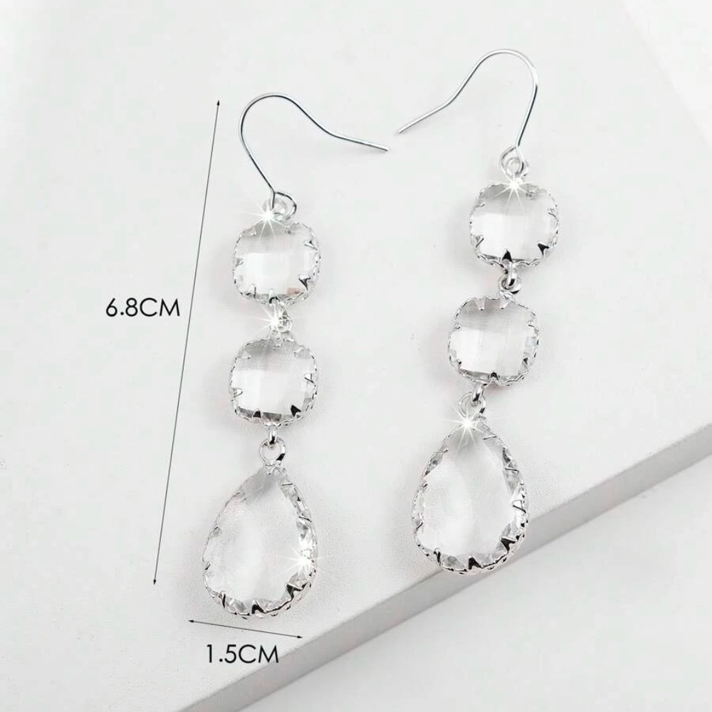 Luxe Rhinestone Drop Earrings - Picture 5 of 6